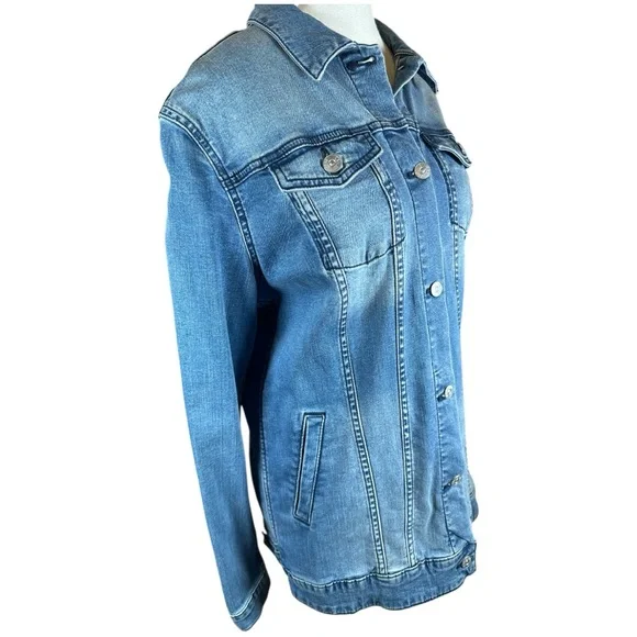 LuLaRoe Jaxon Denim Embroidered Jean Jacket - Picture 4 of 8